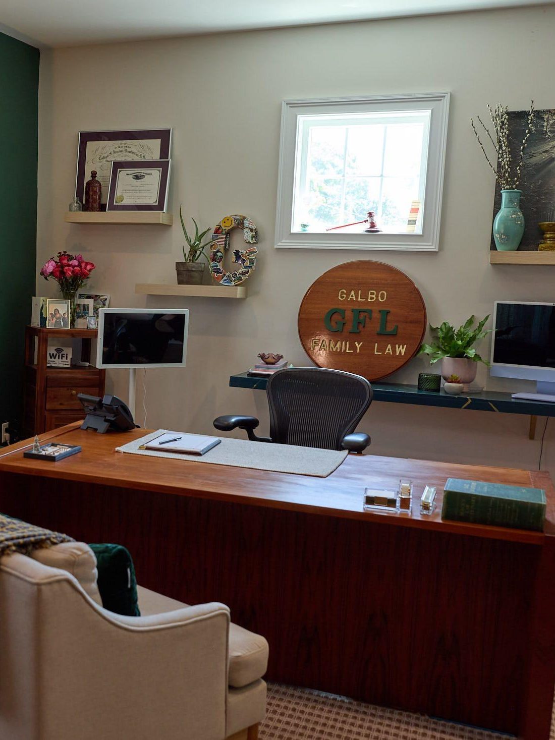 A quiet corner of the Galbo Family Law office in Milford, Connecticut